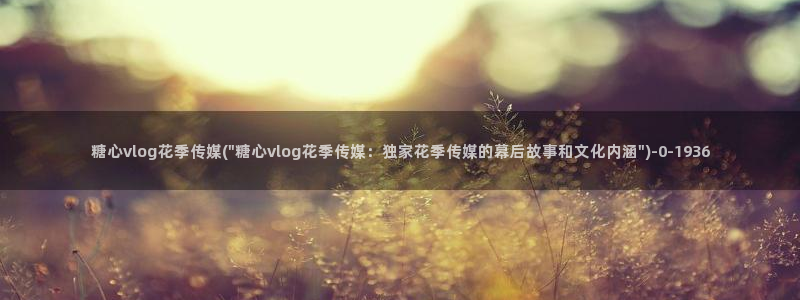 糖心vlog在线:糖心vlog花季传媒(